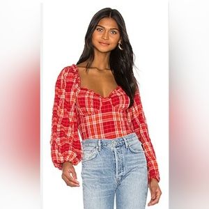 ❤ Free People Cherry Bomb Milk Maid Top